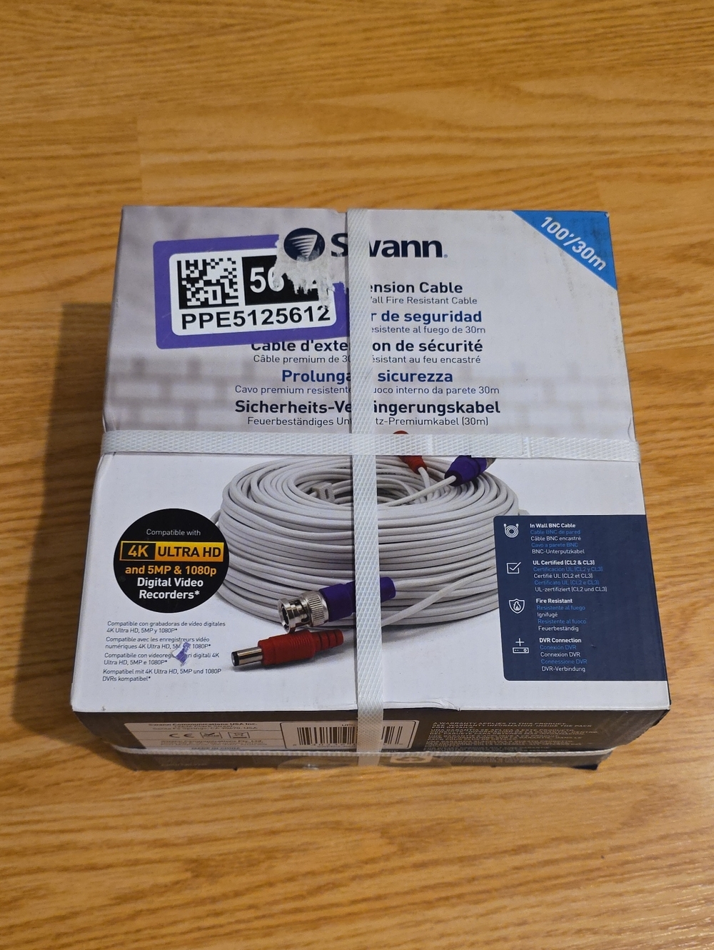 Swann 100ft/30m White Security BNC Extension Cable